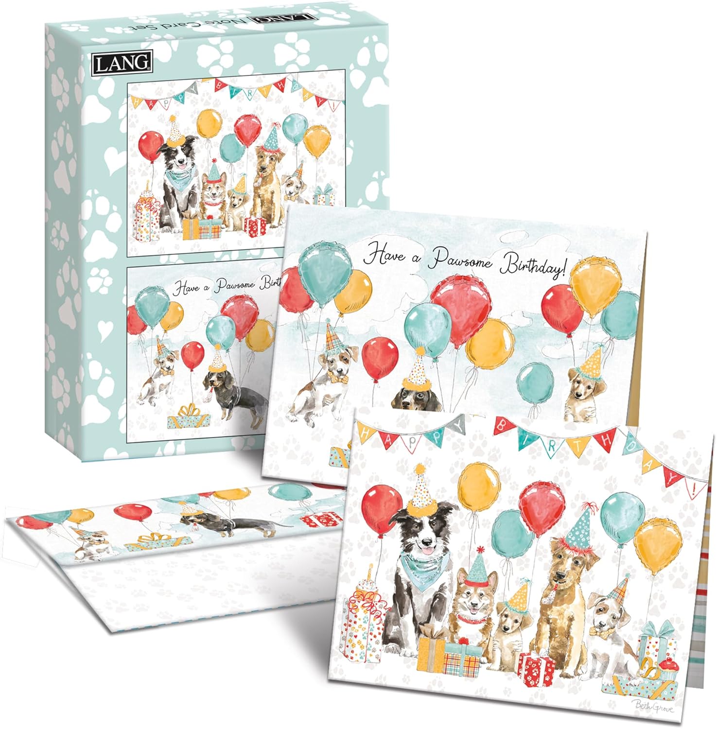 Let's Paw-ty Boxed Notes is a boxed note card set selected for handwritten notes, thank-you messages, birthday greetings, stationery gifts, and gift-basket enclosures. Details from the listing include 5-1/4" w x 4" h Artwork by Beth Grove. A giftable choice for writers, teachers, hosts, friends, stationery lovers, and customers who still send real notes. Listing details help shoppers compare the item type, use, style, and intended recipient before purchase.
