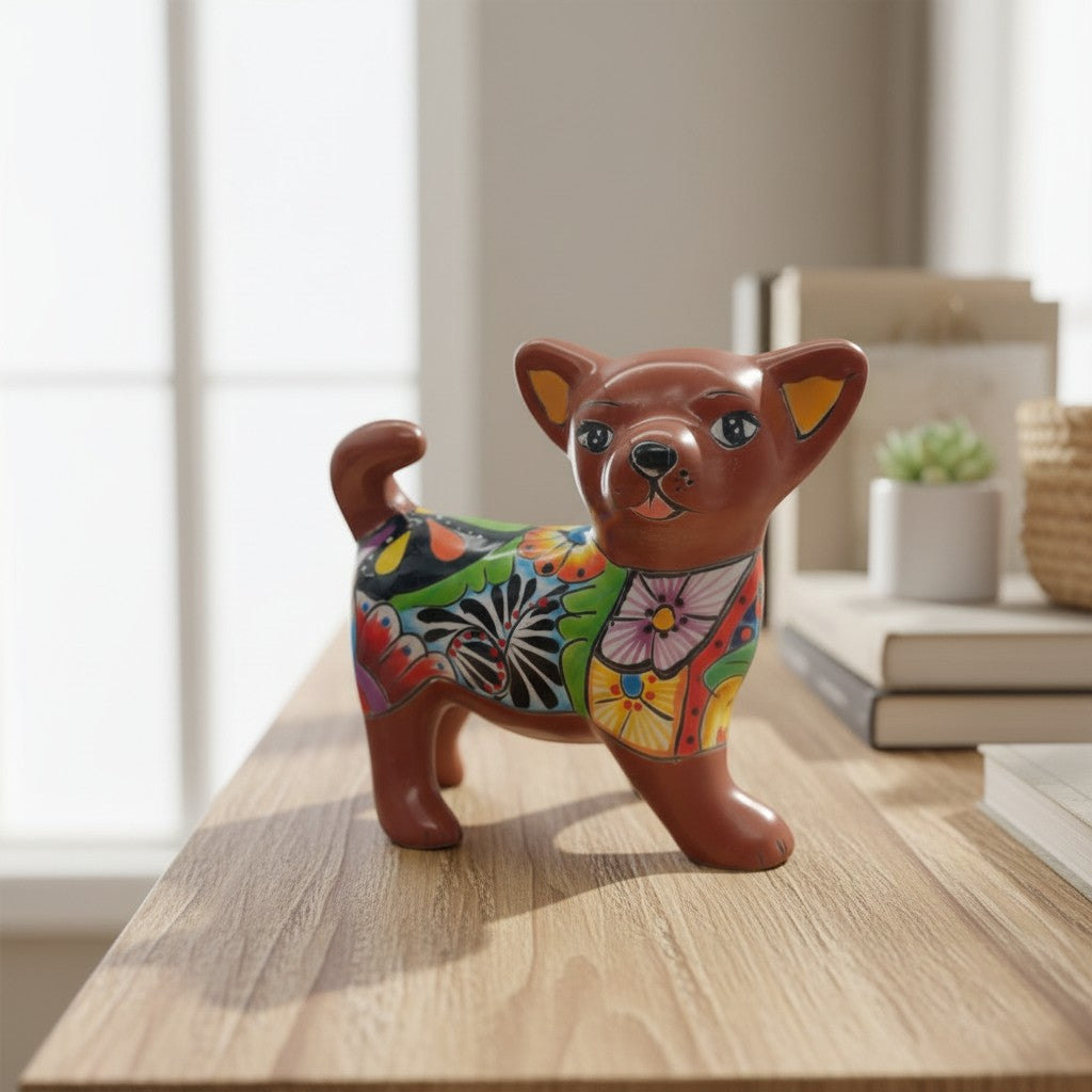 Talavera Figurine | Talavera Chihuahua Dog Figurine