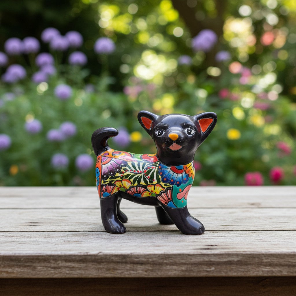 Talavera Chihuahua Dog Figurine | Handmade Mexican Art is a hand-painted ceramic figurine chosen for home decor, collector displays, shelves, desks, mantels, and giftable accent pieces. The listing focuses on decor use, ceramic style, display value, and product details.