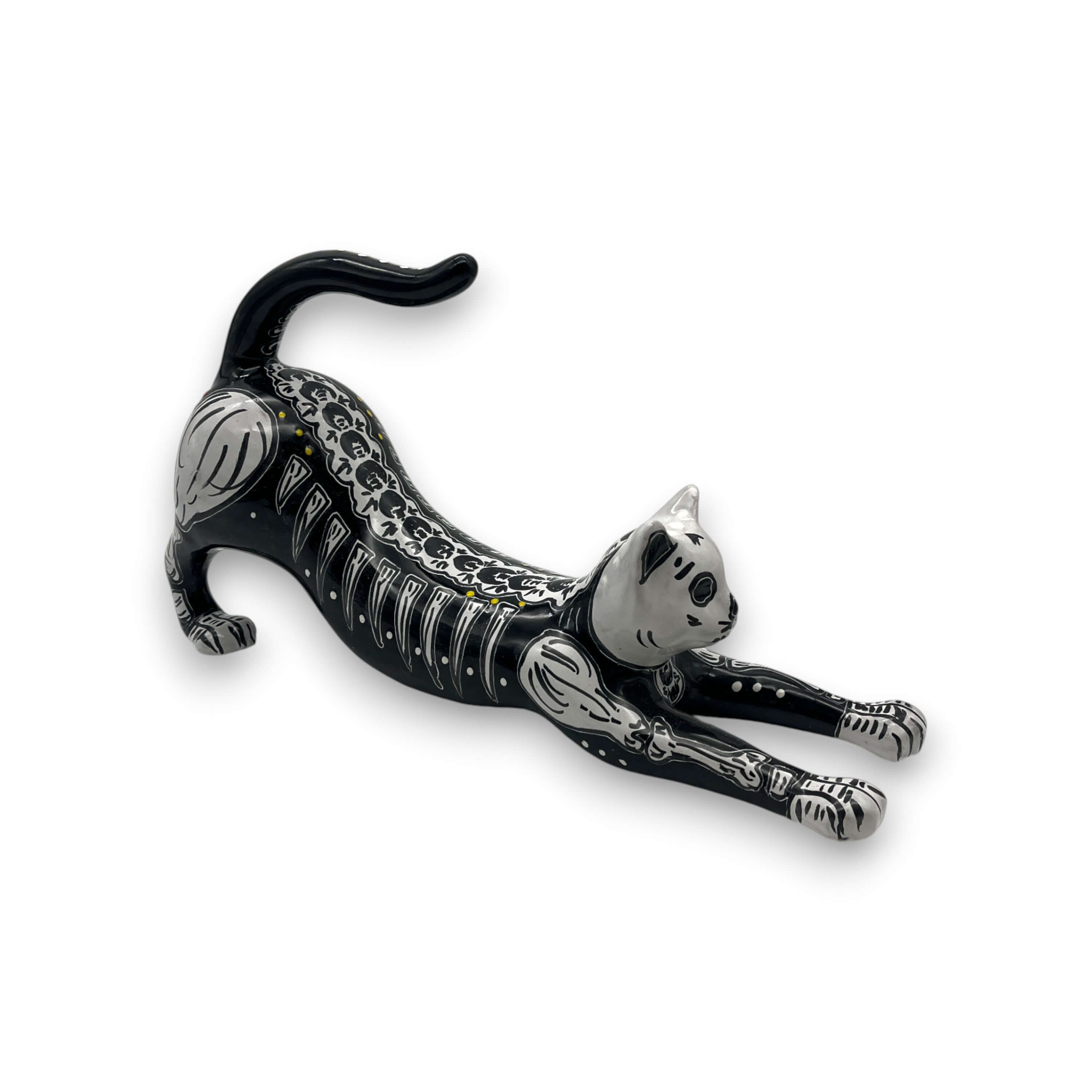 Talavera Statue | Talavera Stretching Cat Figurine