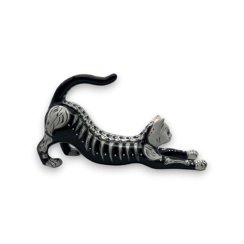 Talavera Statue | Talavera Stretching Cat Figurine