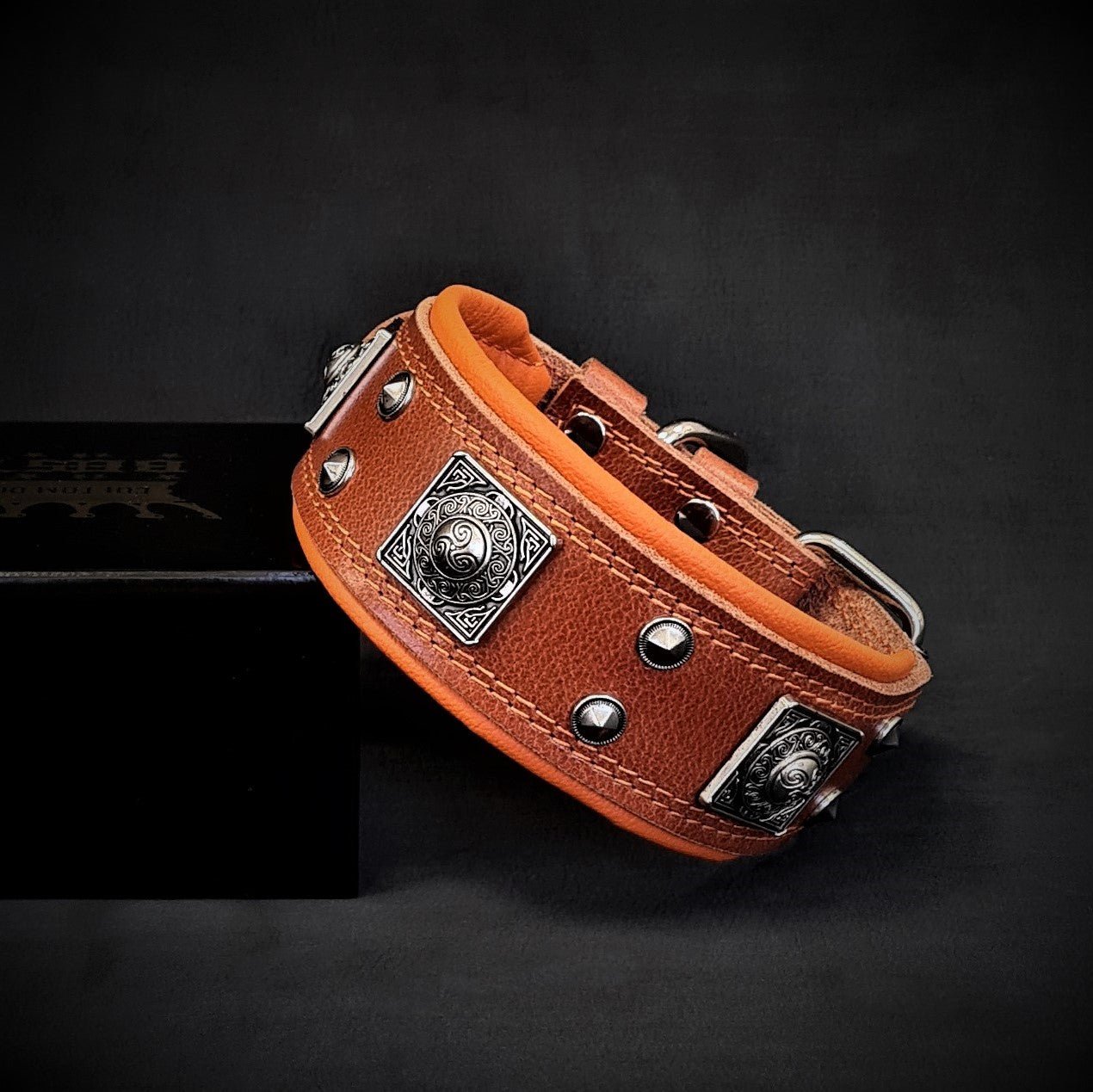 The Eros Collar 2 Inch Wide Brown Orange