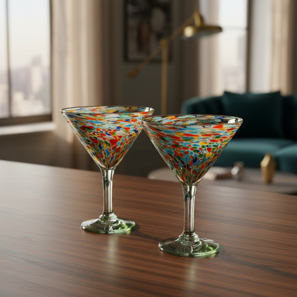 Mexican Margarita Glass | Confetti Pebbled Martini Glass
