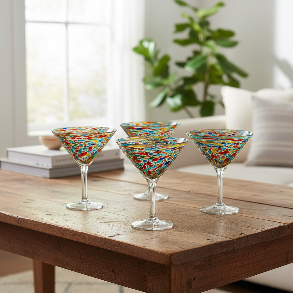 Mexican Margarita Glass | Confetti Pebbled Martini Glass