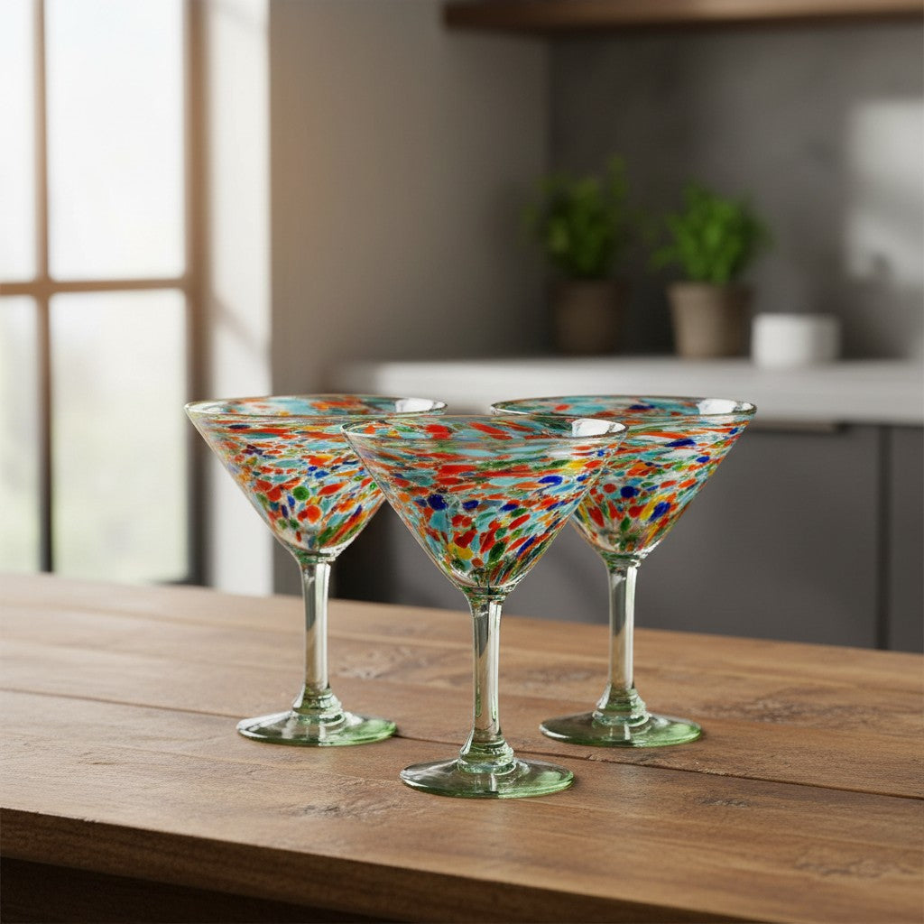 Mexican Margarita Glass | Confetti Pebbled Martini Glass