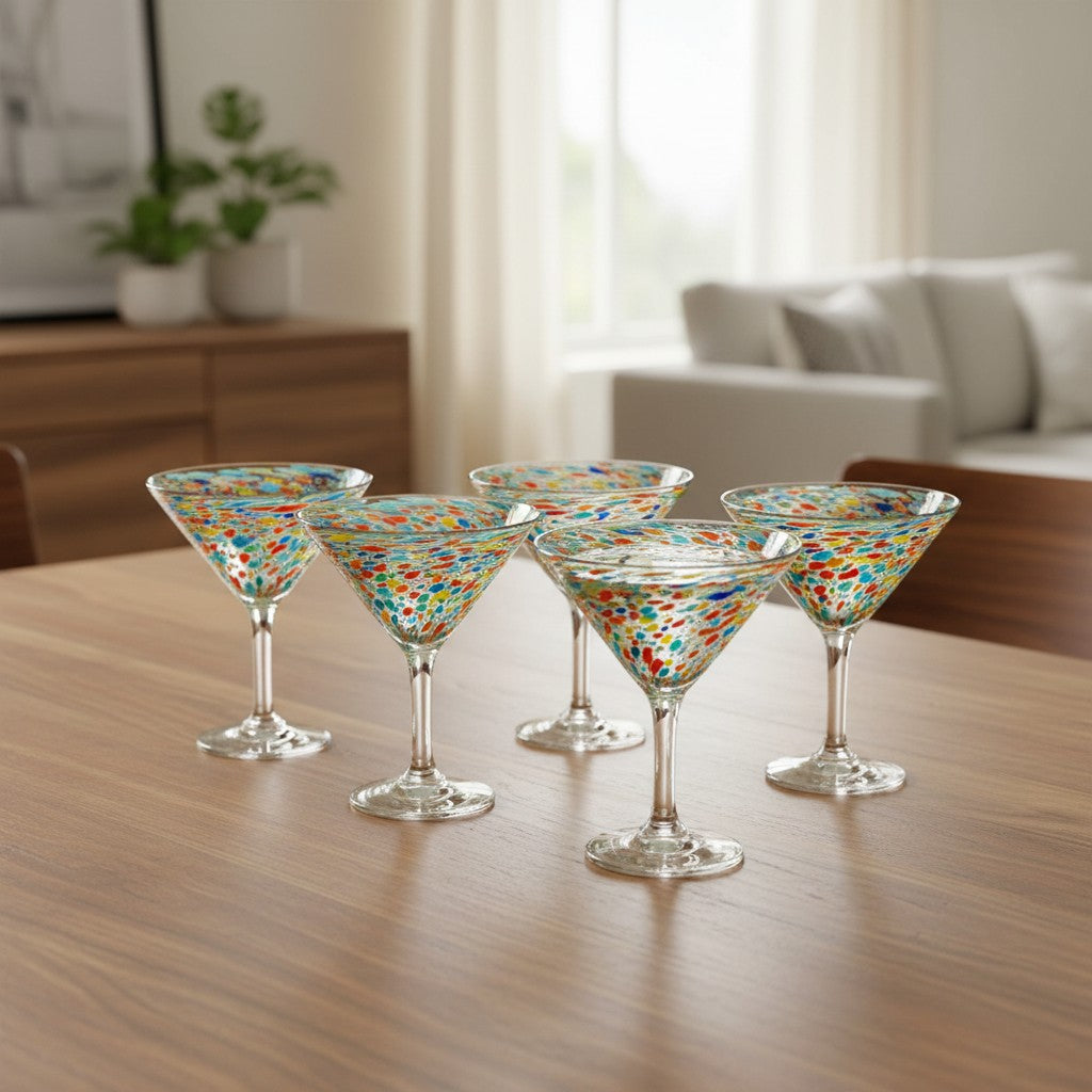 Mexican Margarita Glass | Confetti Pebbled Martini Glass