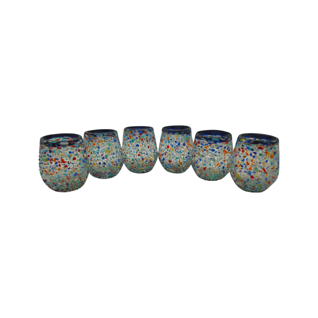 Cup | Blue Rim Confetti Wine Glass