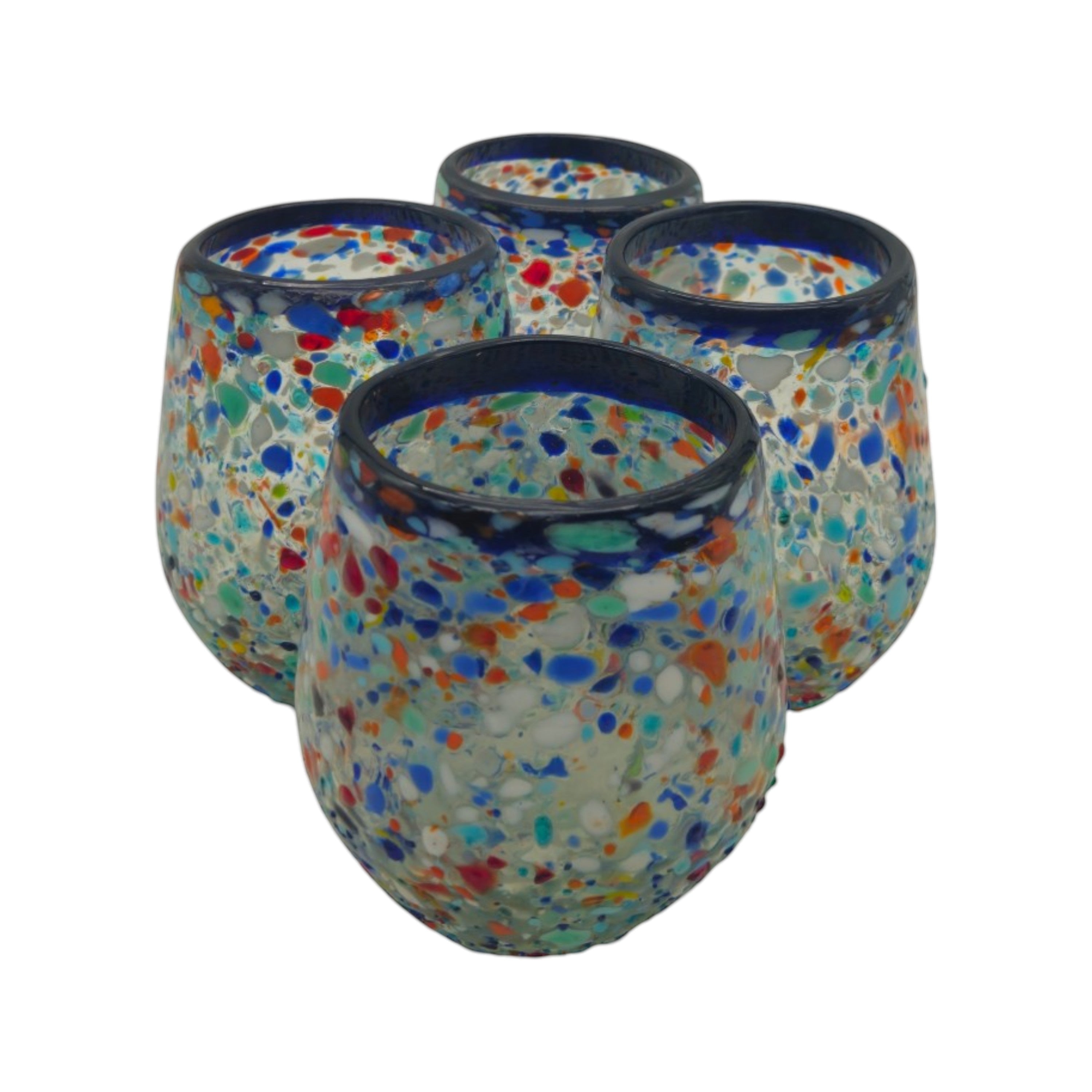 Cup | Blue Rim Confetti Wine Glass