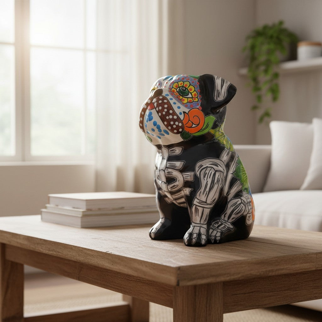 Talavera Statue | Day of the Dead Bulldog Figurine