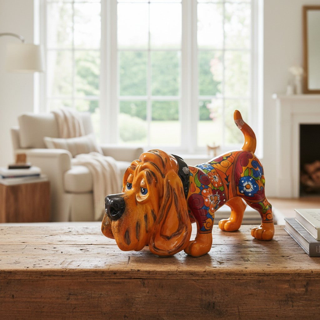 Talavera Statue | Talavera Hound Dog Statue